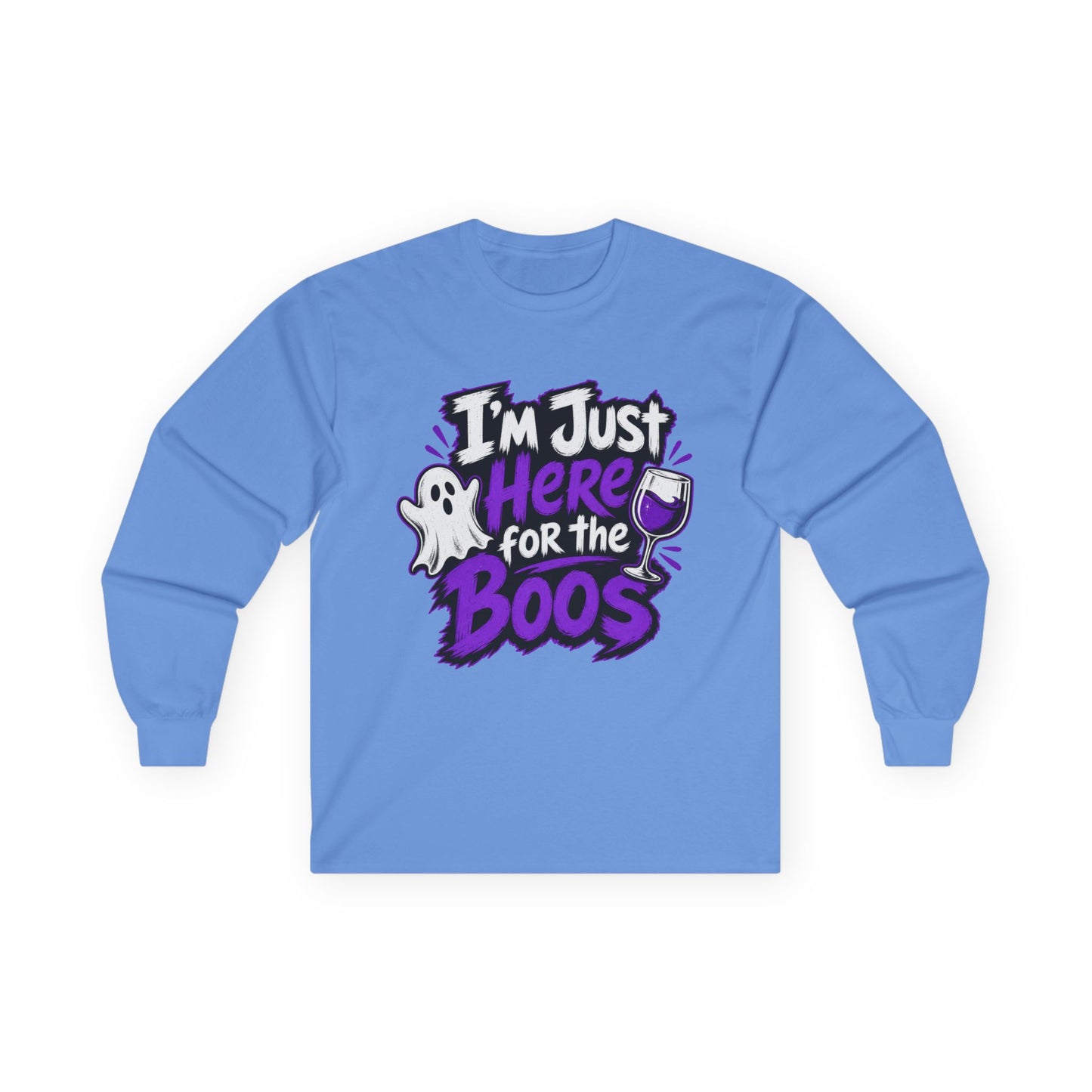 I'm Just Here for the Boos Halloween T-Shirt Ghosts & Cocktails Long Sleeve