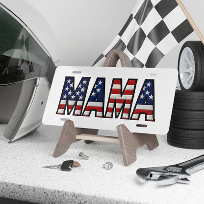 Mama American Flag Vanity License Plate — Patriotic Mama Aluminum Plate