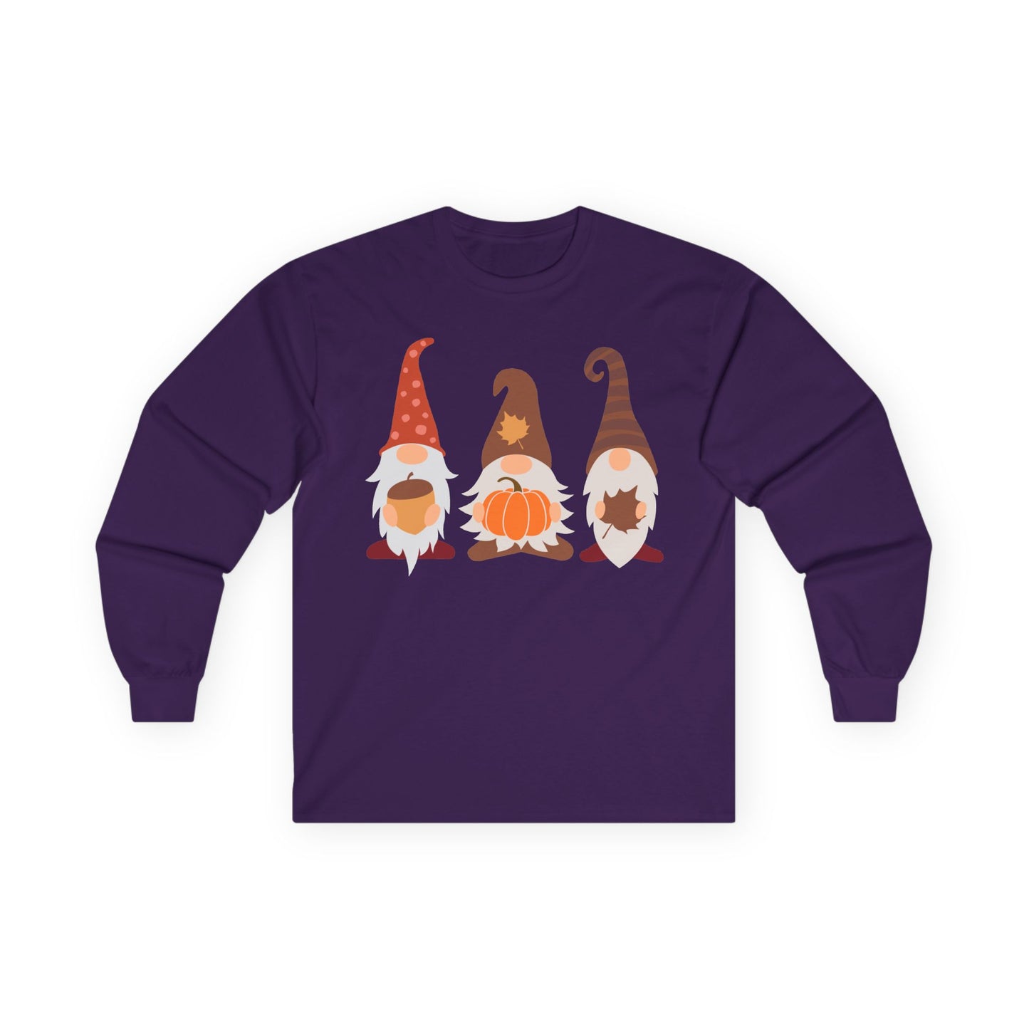 Fall Gnomes Trio Long Sleeve T-Shirt — Fall Pumpkin Gnomes Shirt