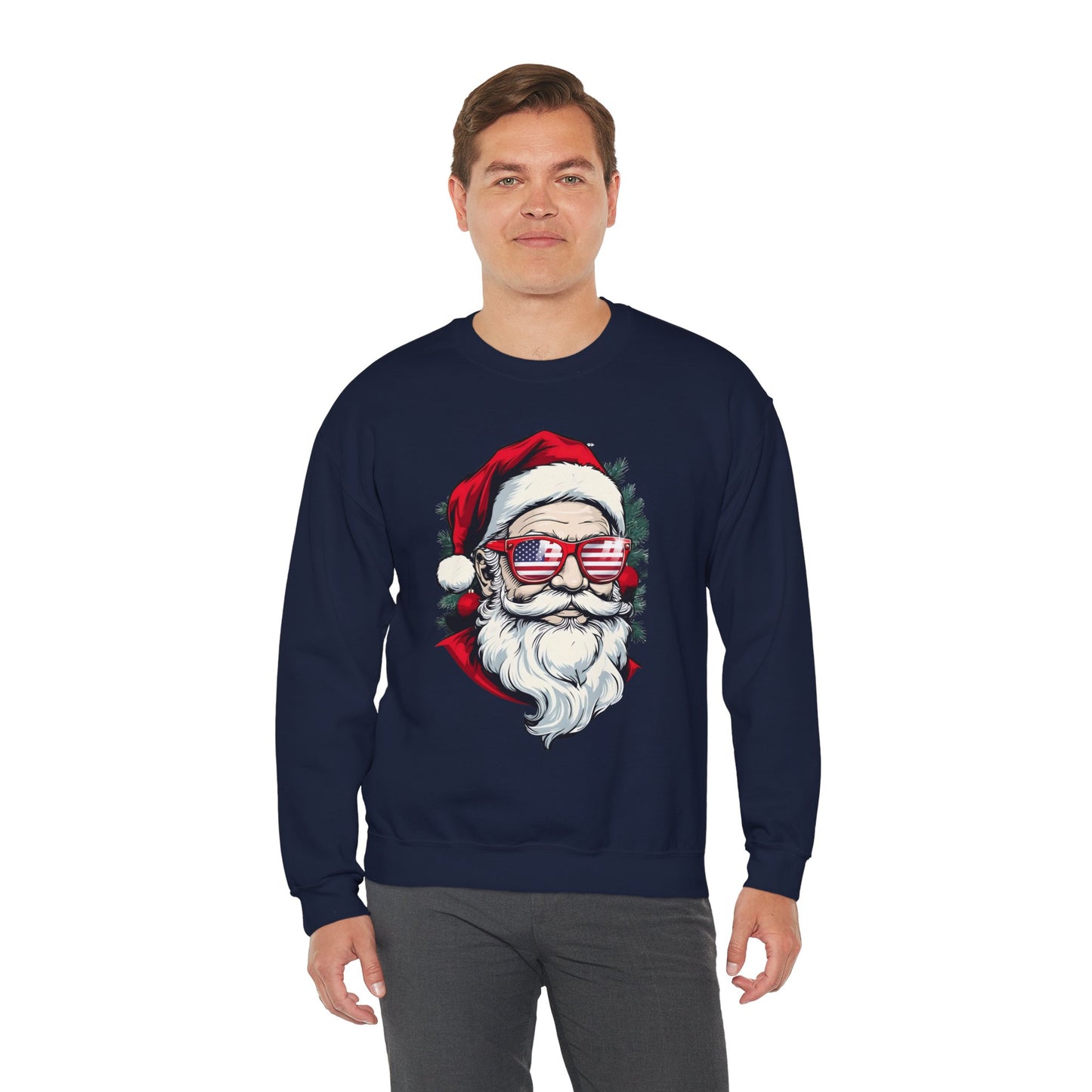 Christmas Santa Sweatshirt with USA Shades