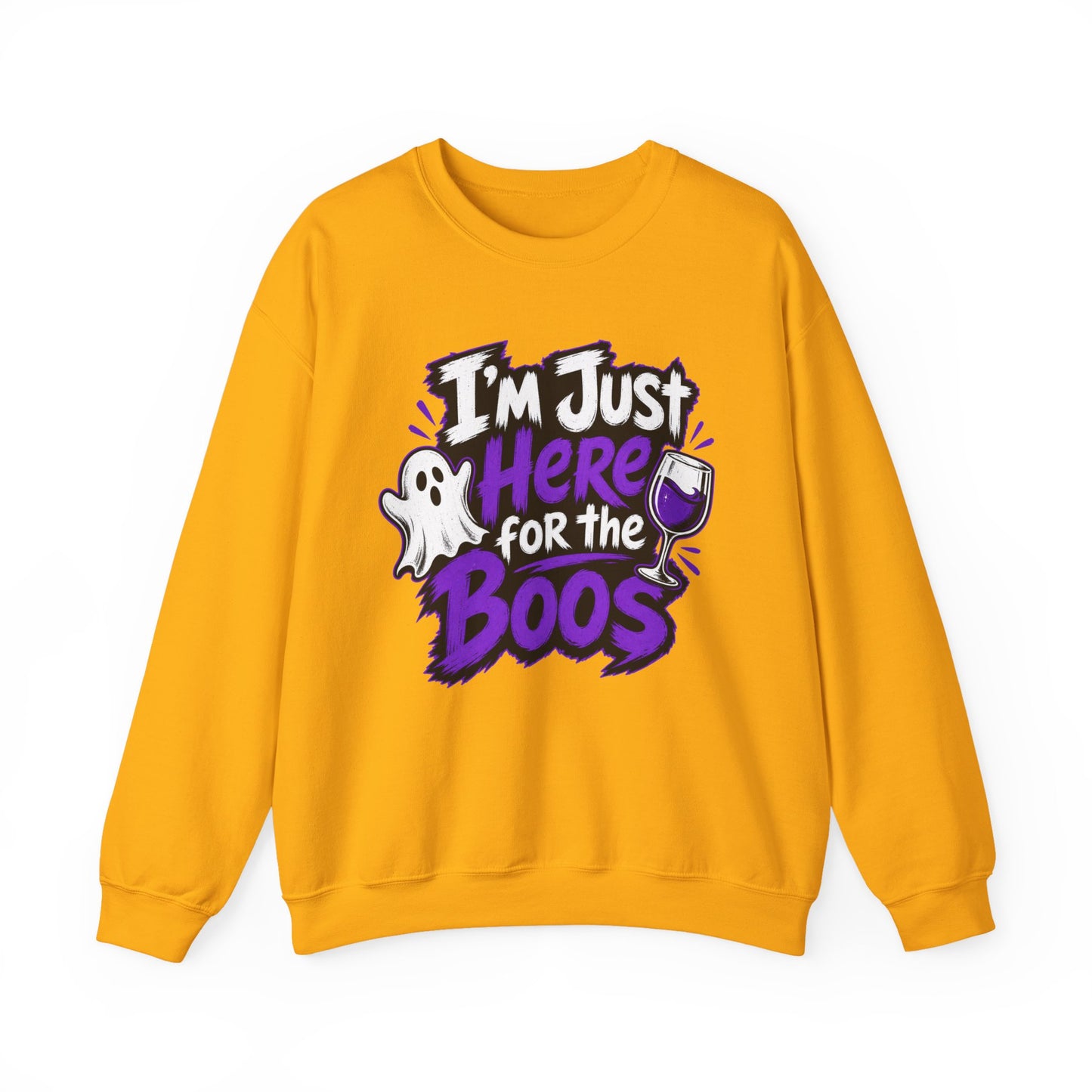 I'm Just Here for the Boos Halloween Sweatshirt — Ghost & Wine Graphic Crewneck