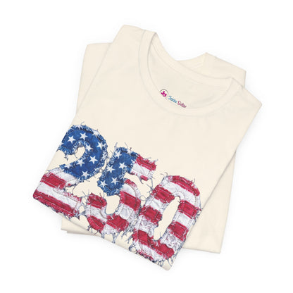 4th of July Frayed Patch Graphic Tee — Patriotic Independence Day T-Shirt