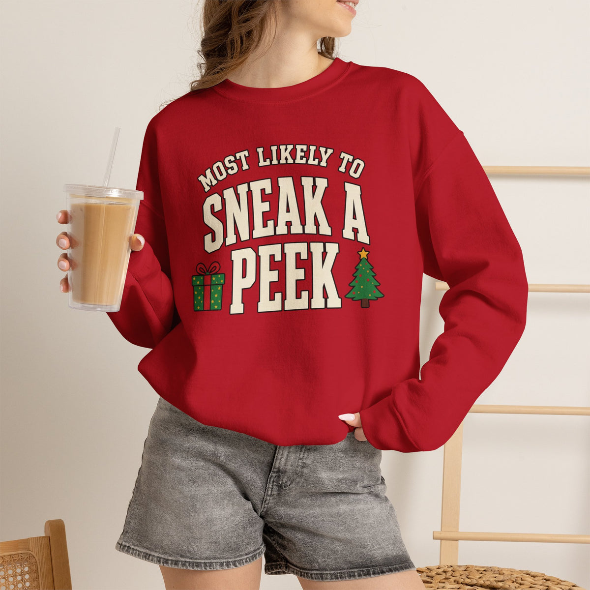Most Likely To Sneak A Peek Sweatshirt - Funny Christmas Crewneck