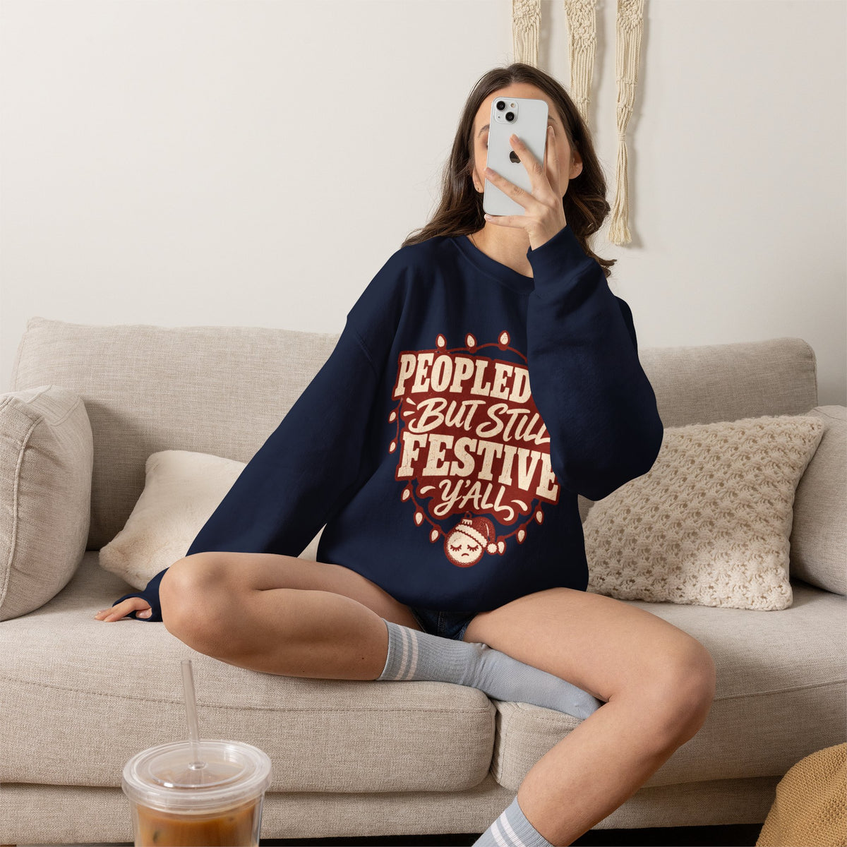 Peopled Out But Still Festive Y'all Christmas Sweatshirt