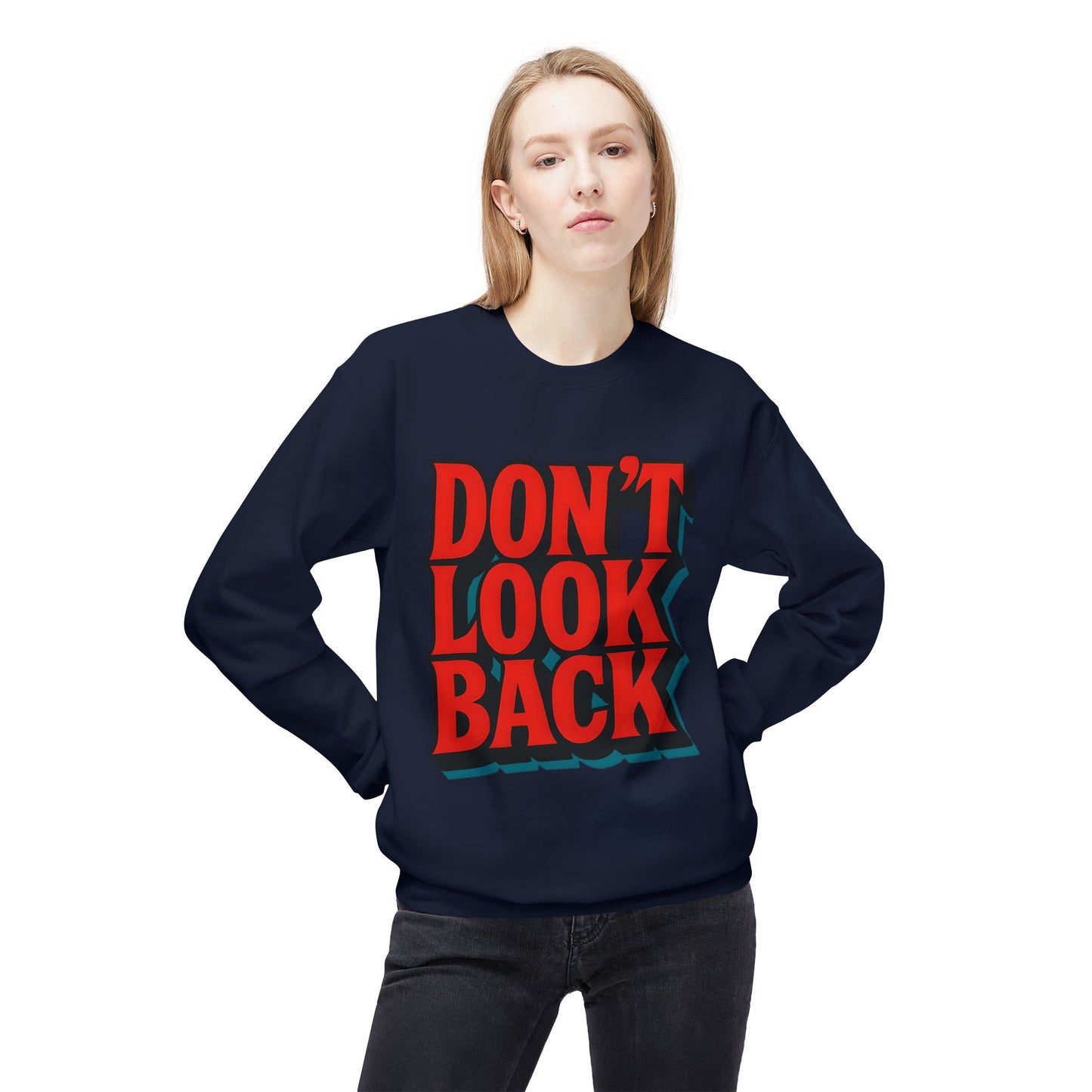 Softstyle Sweatshirt Don't Look Back - Comfortable and Stylish Fleece Crewneck for Adults