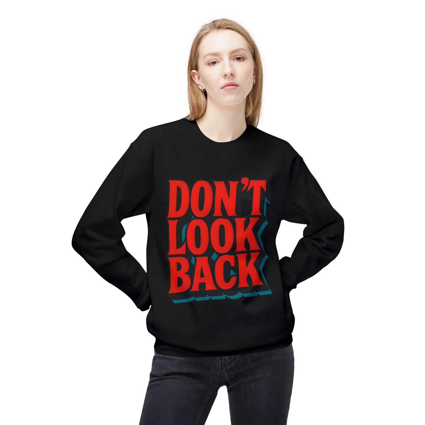 Softstyle Sweatshirt Don't Look Back - Comfortable and Stylish Fleece Crewneck for Adults