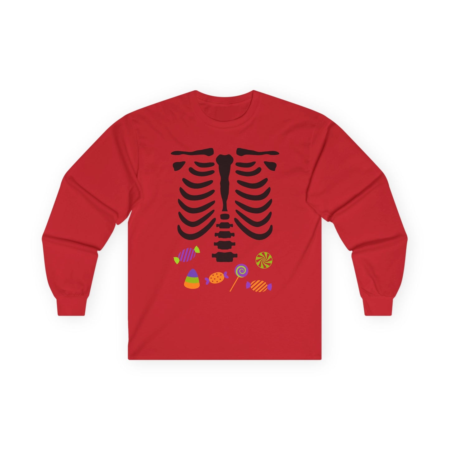 Candy Bones skeleton long sleeve T-Shirt Halloween candy ribs shirt