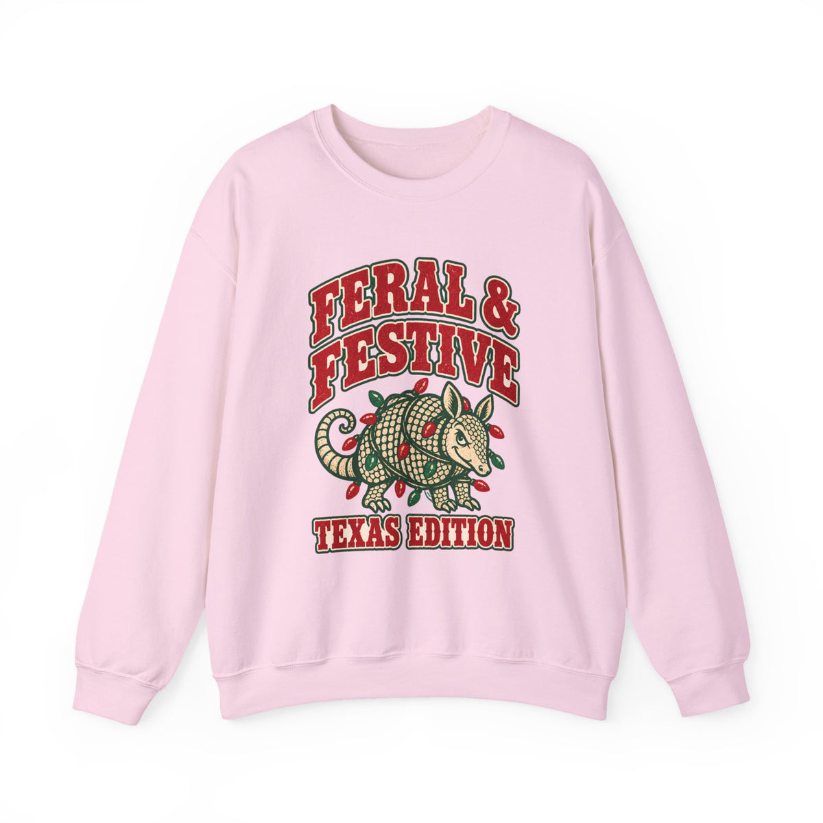 Feral & Festive Texas Edition Christmas Sweatshirt, Funny Armadillo Holiday Crewneck