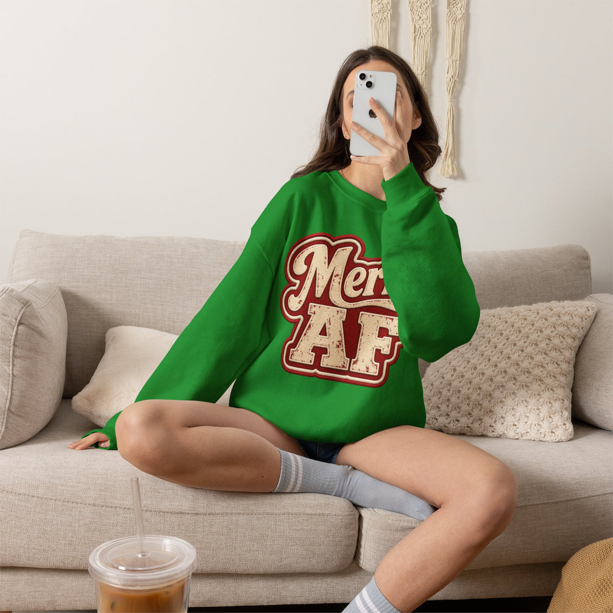 Merry AF Sweatshirt – Funny Retro Holiday Crewneck
