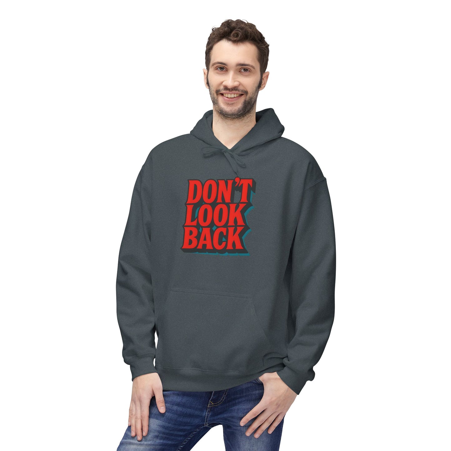 Inspirational Unisex Fleece Hoodie - Don't Look Back, Motivational Gift for Teenagers, Cozy Casual Wear, Perfect for Birthdays & Holidays