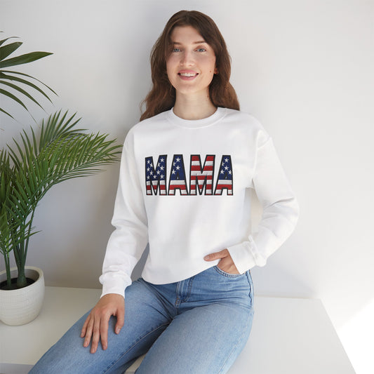 USA Flag Mama Patriotic Crewneck Sweatshirt