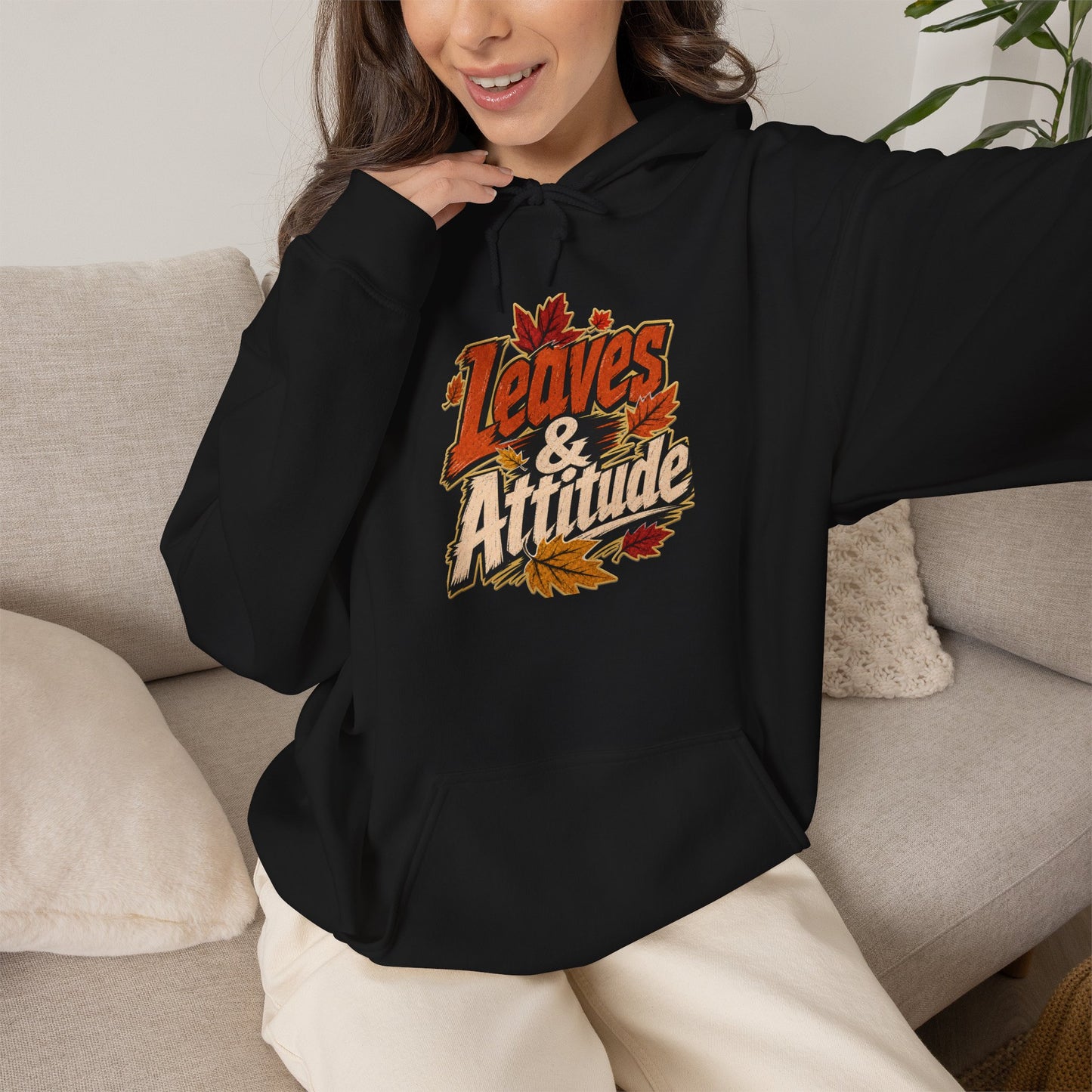 Leaves & Attitude Hoodie — Fall Graphic Pullover