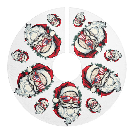 Festive Santa Christmas Tree Skirt, Holiday Décor, Xmas Tree Cover, Vintage Santa, Christmas Gift