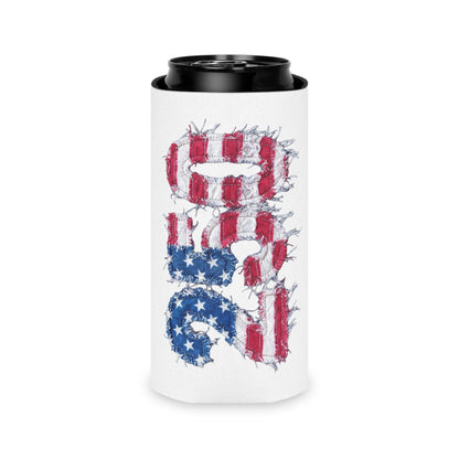 Patriotic USA Flag 250th Can Cooler - Reg or Slim Beer Koozie for 4th of July