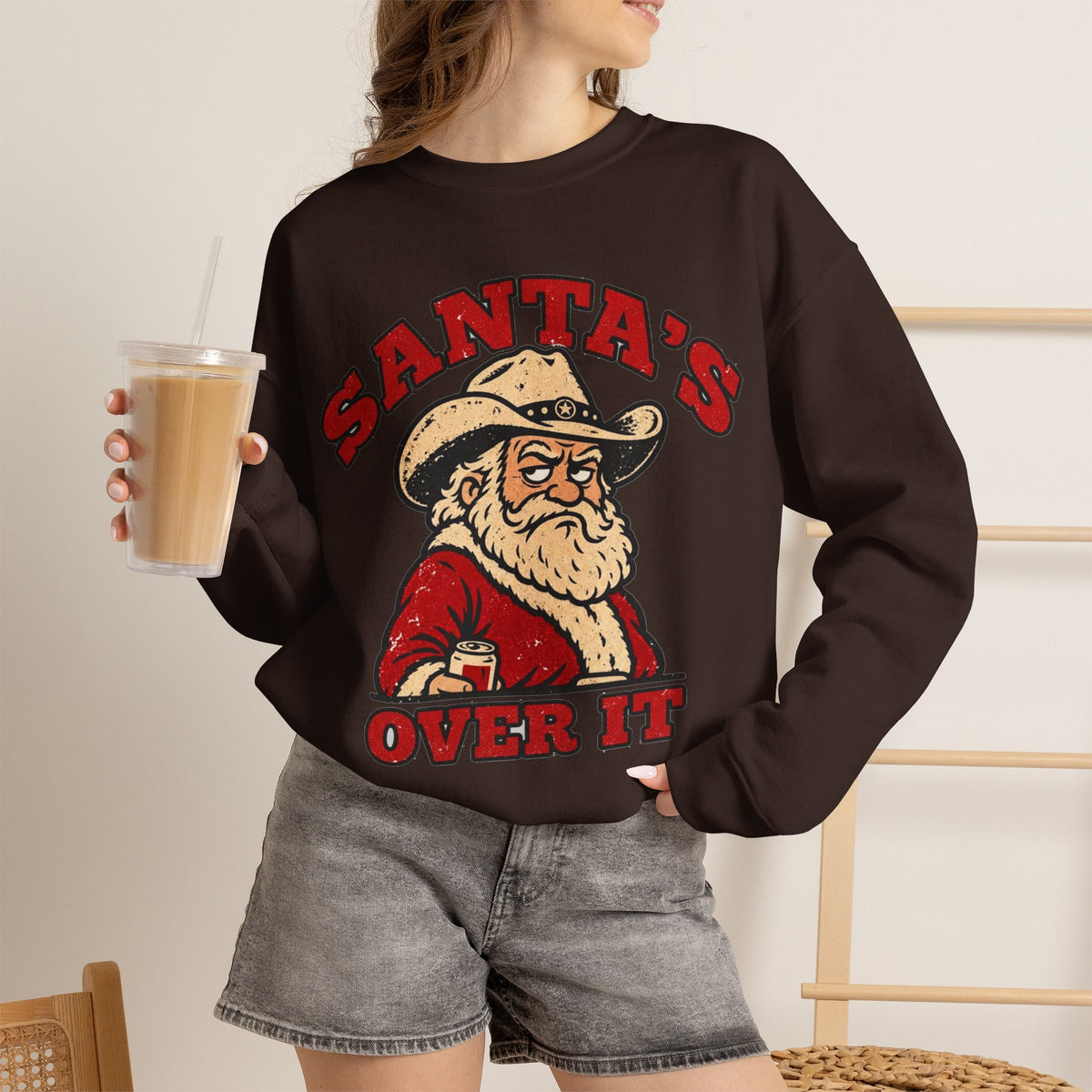 Santa's Over It Cowboy Santa Christmas Sweatshirt