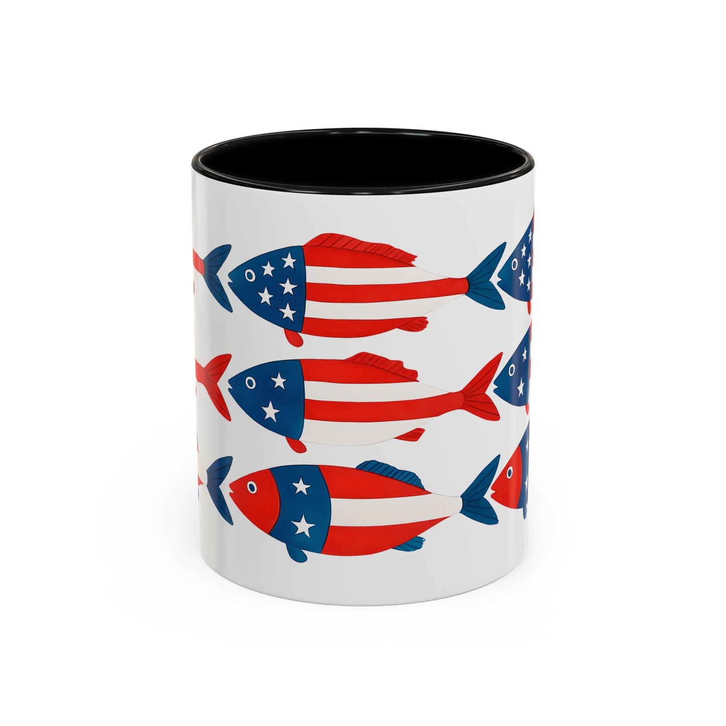 Patriotic Fish Flag Coffee Mug American Flag Accent 11 or 15oz
