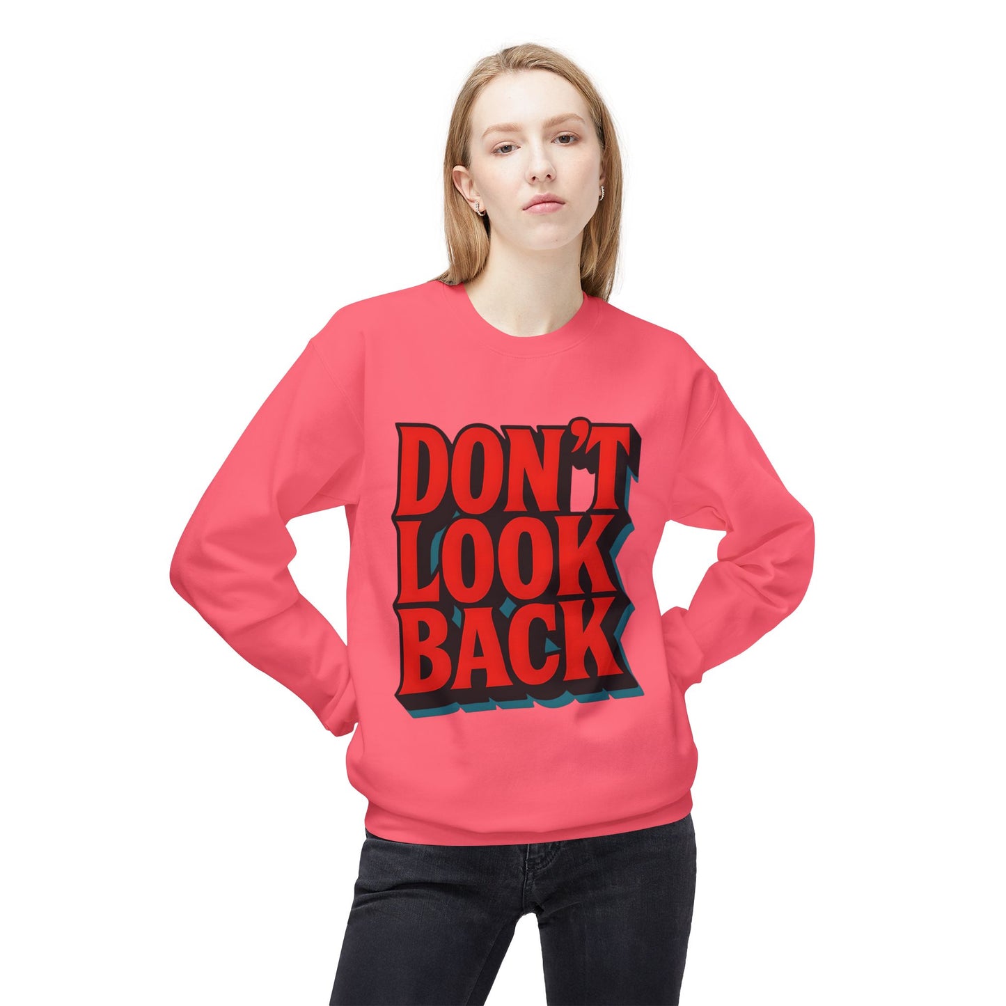 Softstyle Sweatshirt Don't Look Back - Comfortable and Stylish Fleece Crewneck for Adults