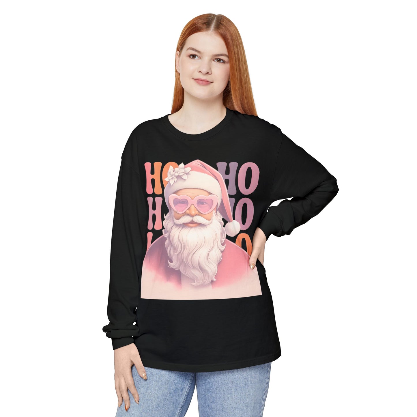 Christmas Santa HO HO HO Long Sleeve T-Shirt - Lots of Color Choices
