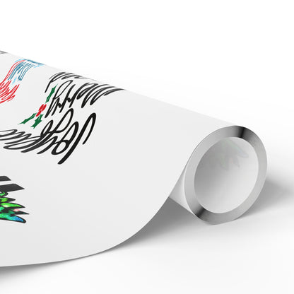 Wrapping Paper Roll – "Joyful Merry & Blessed" Holiday Gift Wrap with Festive Script Pattern
