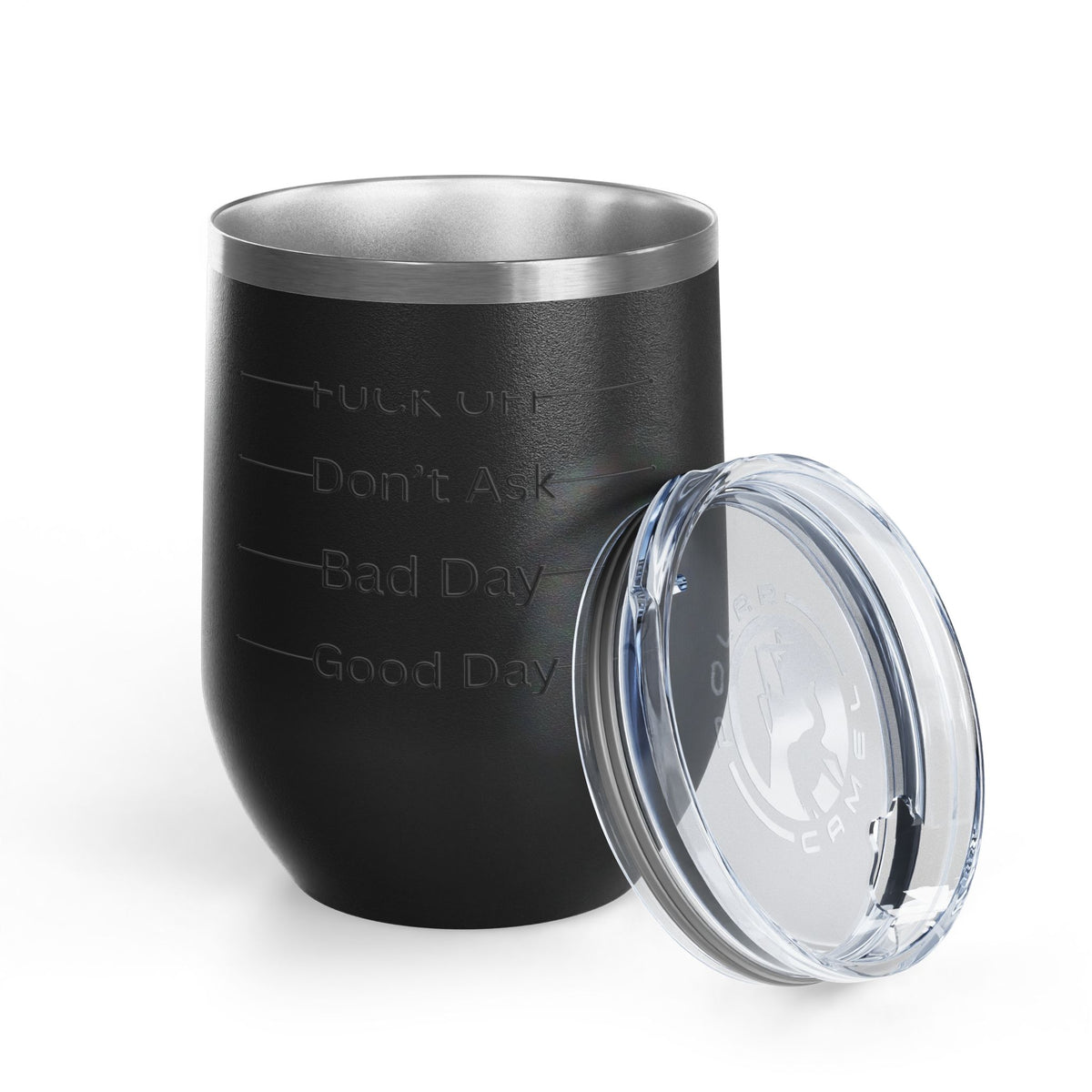 Wine Tumbler — Mood Marker 12oz Stemless Wine Cup (Good Day • Bad Day • Don’t Ask • F*** Off)