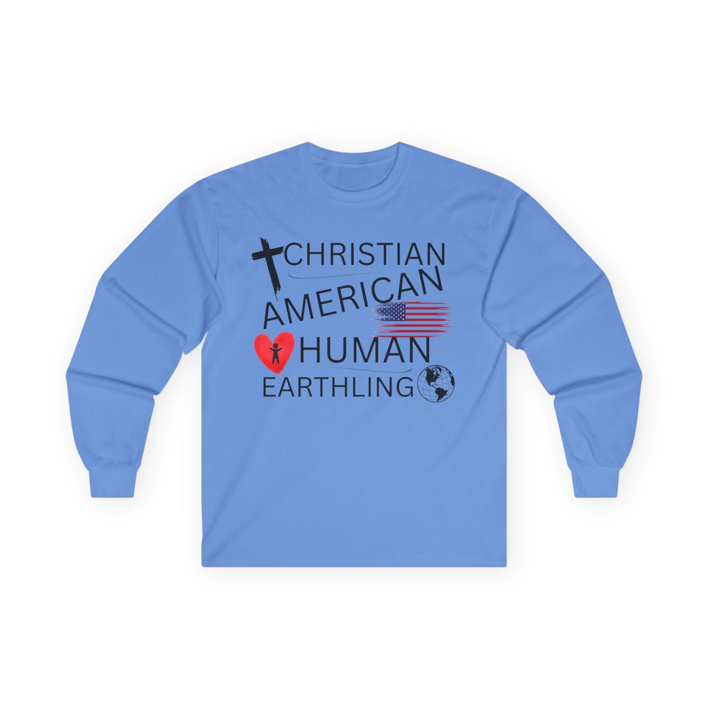 Christian American Human Earthling Long Sleeve T-Shirt