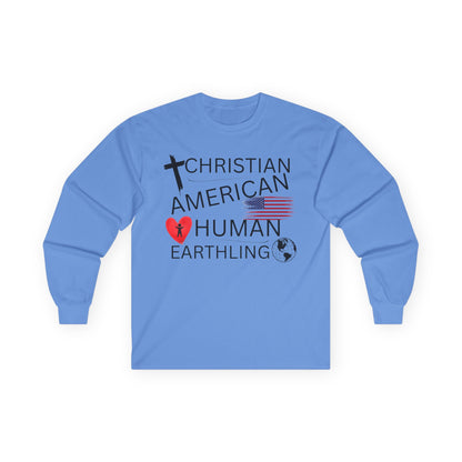 Christian American Human Earthling Long Sleeve T-Shirt