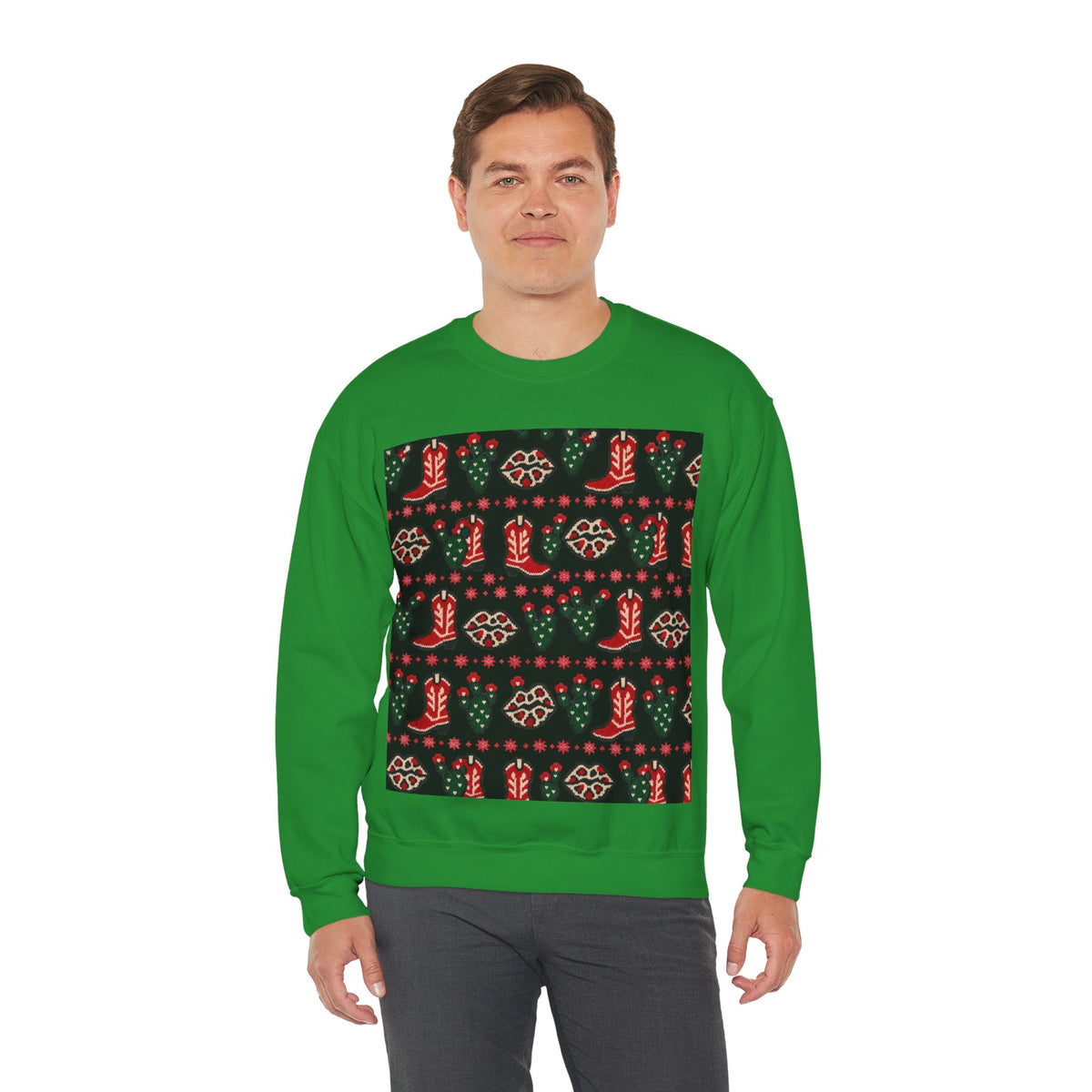 Feaux Ugly Sweater Western Christmas Sweatshirt
