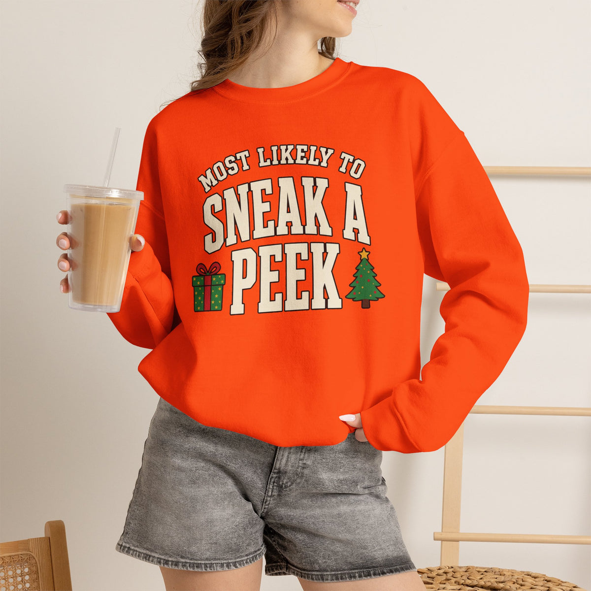 Most Likely To Sneak A Peek Sweatshirt - Funny Christmas Crewneck