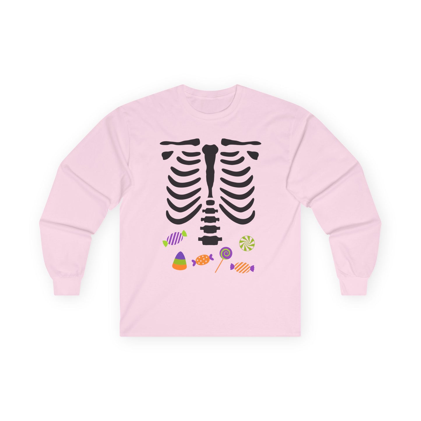 Candy Bones skeleton long sleeve T-Shirt Halloween candy ribs shirt
