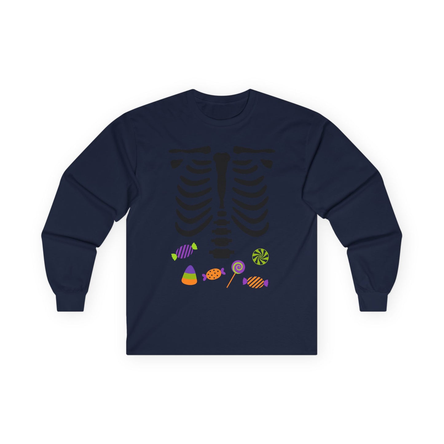 Candy Bones skeleton long sleeve T-Shirt Halloween candy ribs shirt