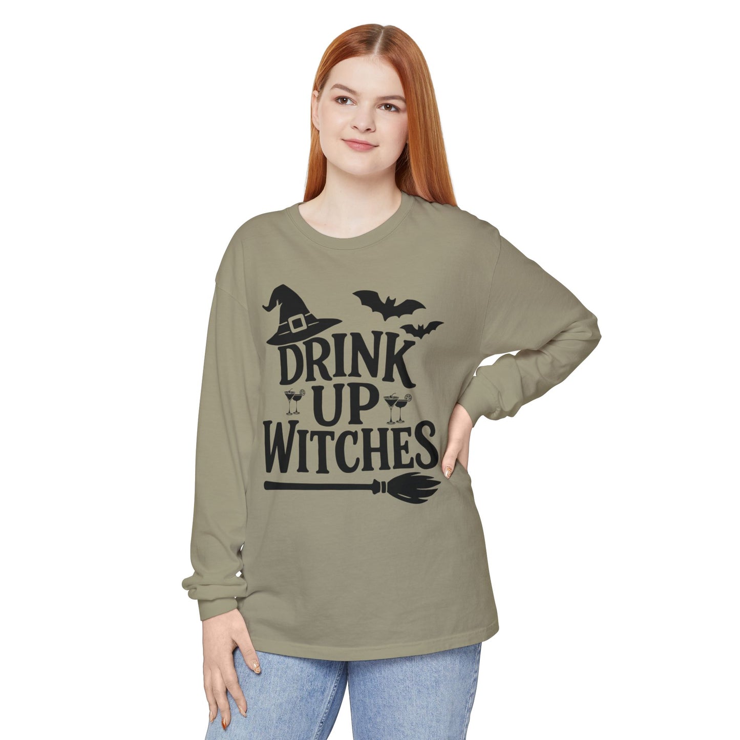 Funny Halloween Long Sleeve T-Shirt - Drink Up Witches
