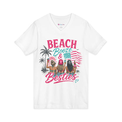 Beach Booze & Besties V-Neck T-Shirt