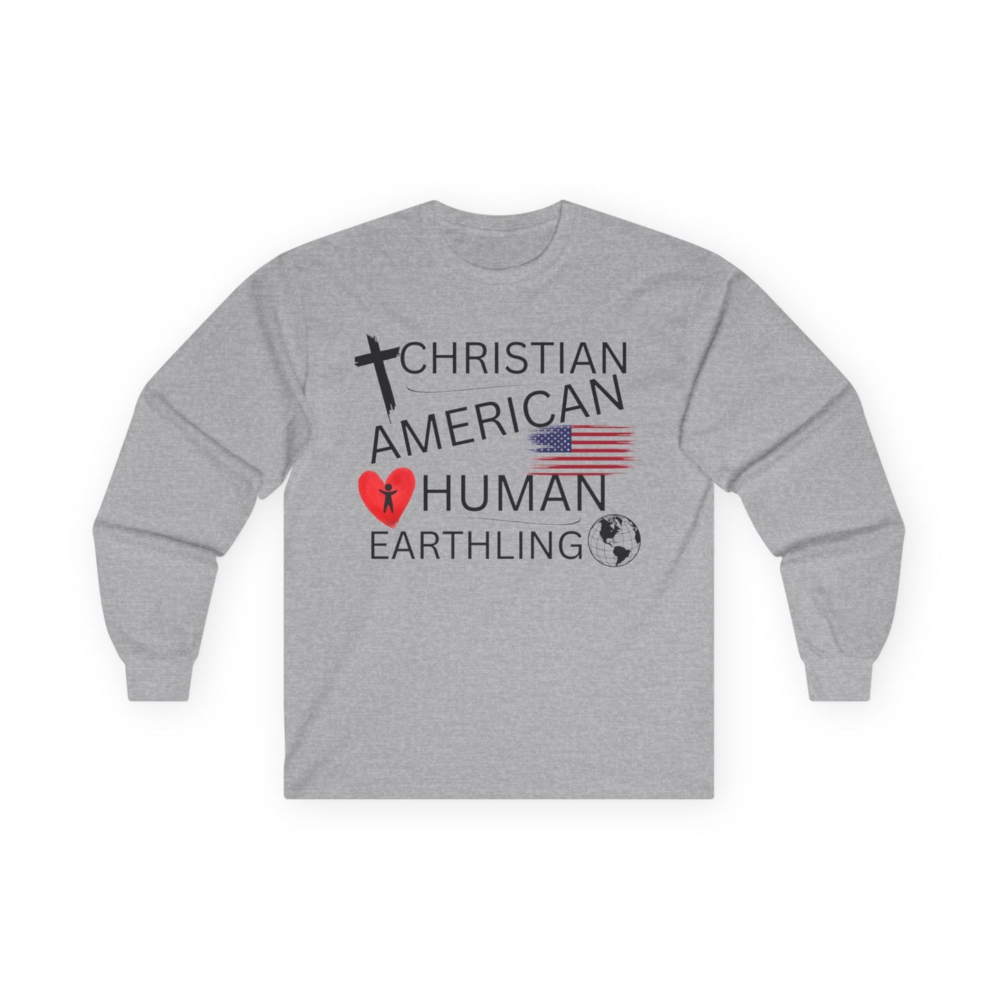 Christian American Human Earthling Long Sleeve T-Shirt
