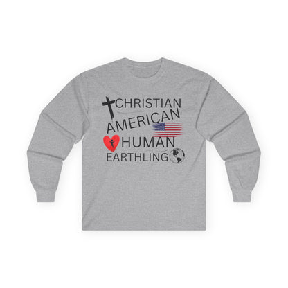 Christian American Human Earthling Long Sleeve T-Shirt