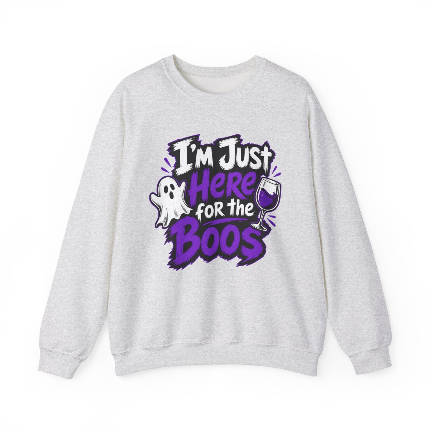 I'm Just Here for the Boos Halloween Sweatshirt — Ghost & Wine Graphic Crewneck