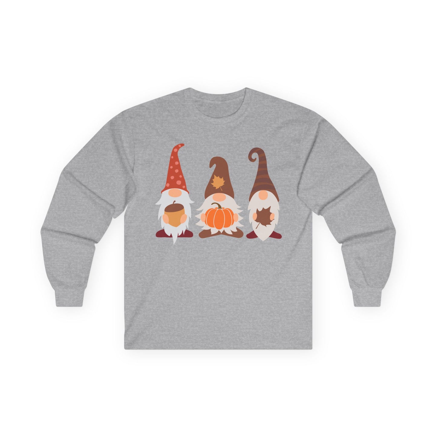 Fall Gnomes Trio Long Sleeve T-Shirt — Fall Pumpkin Gnomes Shirt
