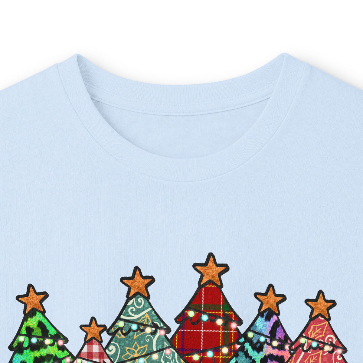 Colorful Plaid Christmas Trees T-Shirt Long Sleeve