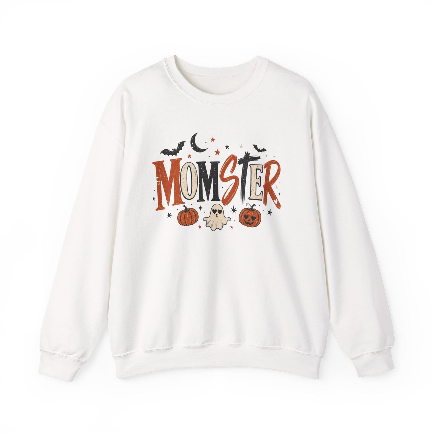 Momster Halloween Sweatshirt — Cute Momster Ghost & Pumpkins Crewneck