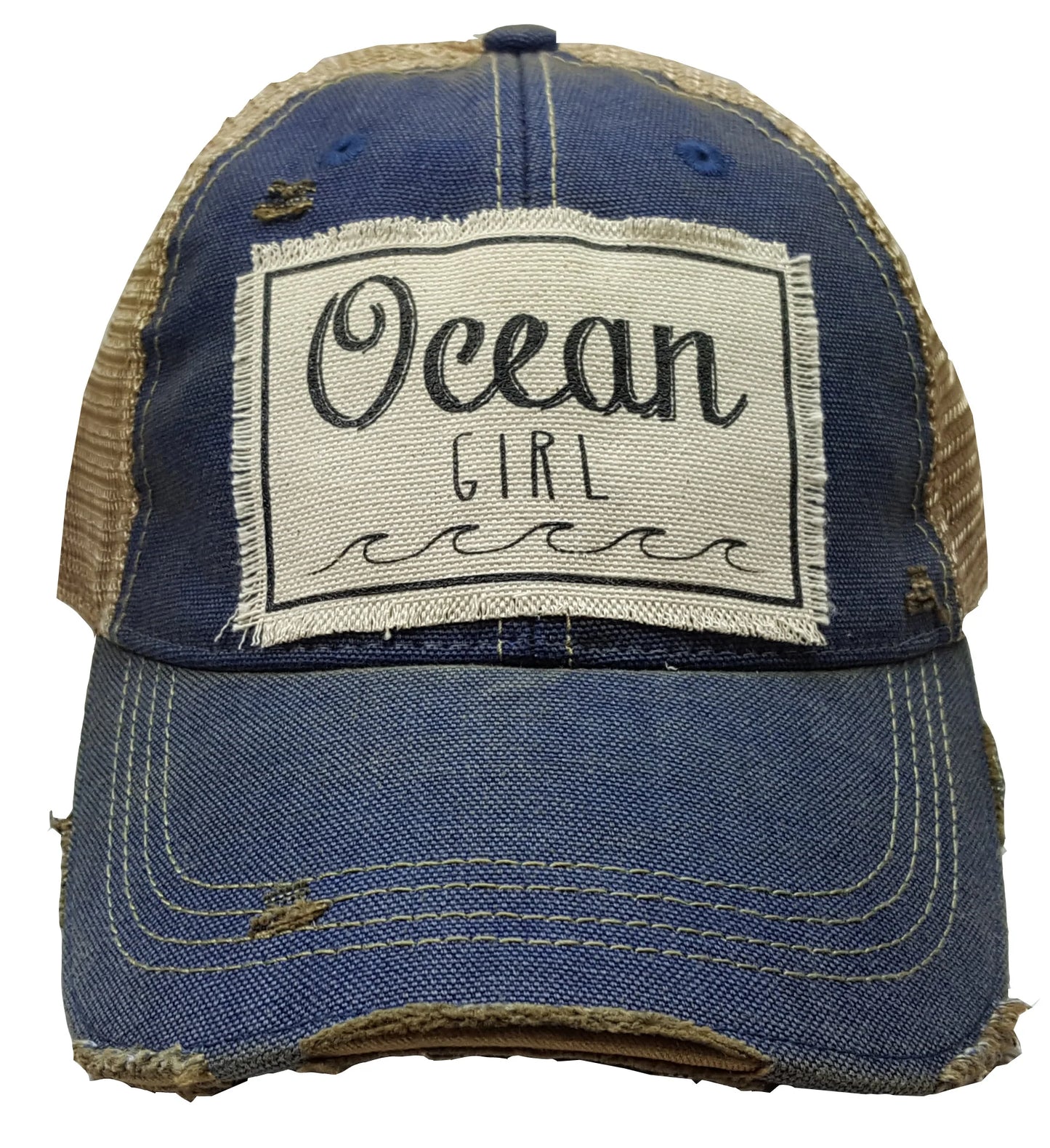 OCEAN Girl Distressed Trucker Hat