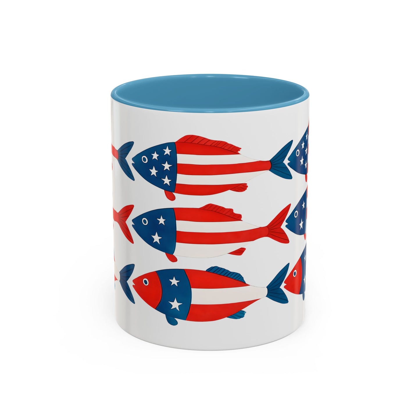 Patriotic Fish Flag Coffee Mug American Flag Accent 11 or 15oz