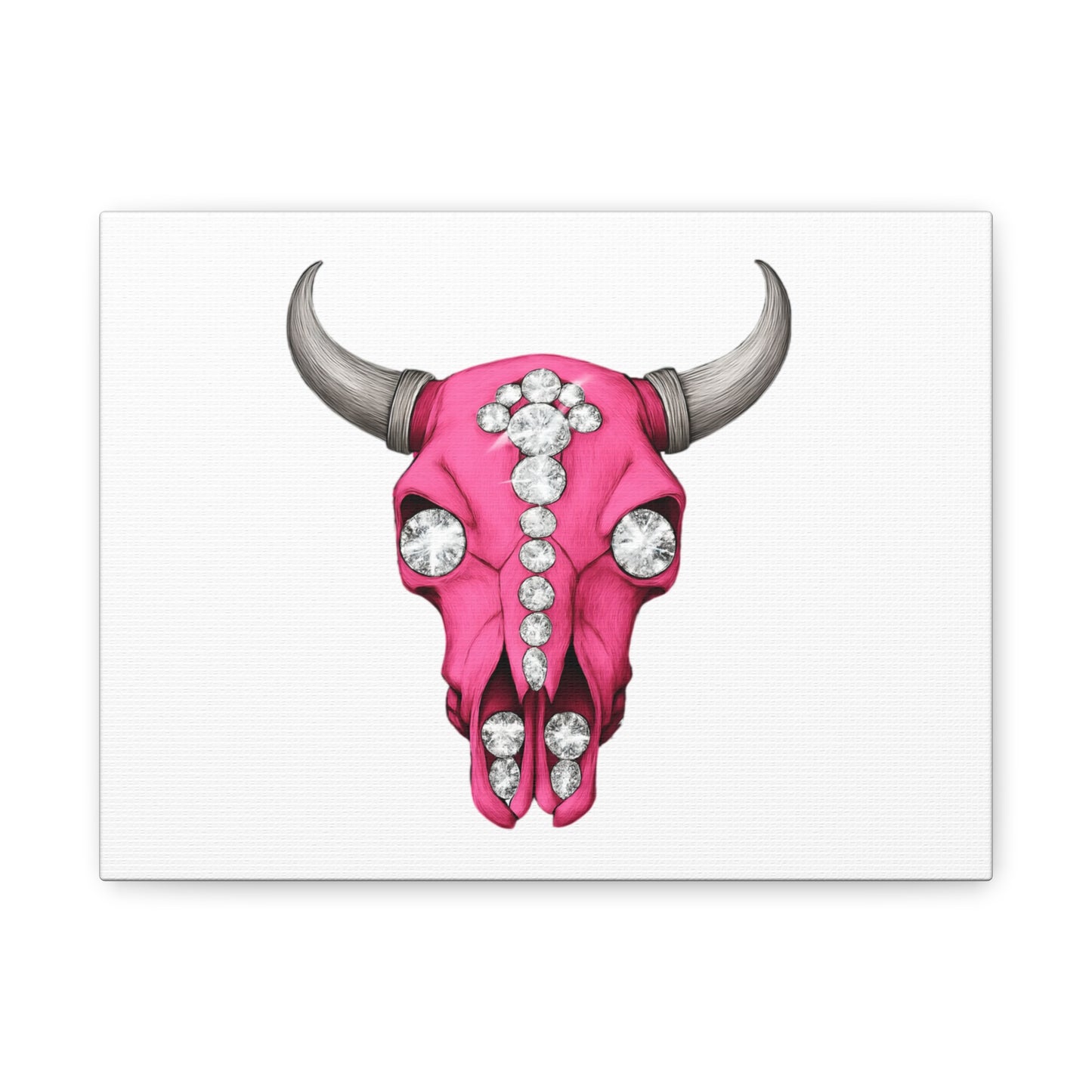 Pink Jeweled Bull Skull Canvas Art — Glam Western Wall Decor