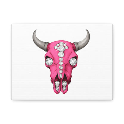 Pink Jeweled Bull Skull Canvas Art — Glam Western Wall Decor