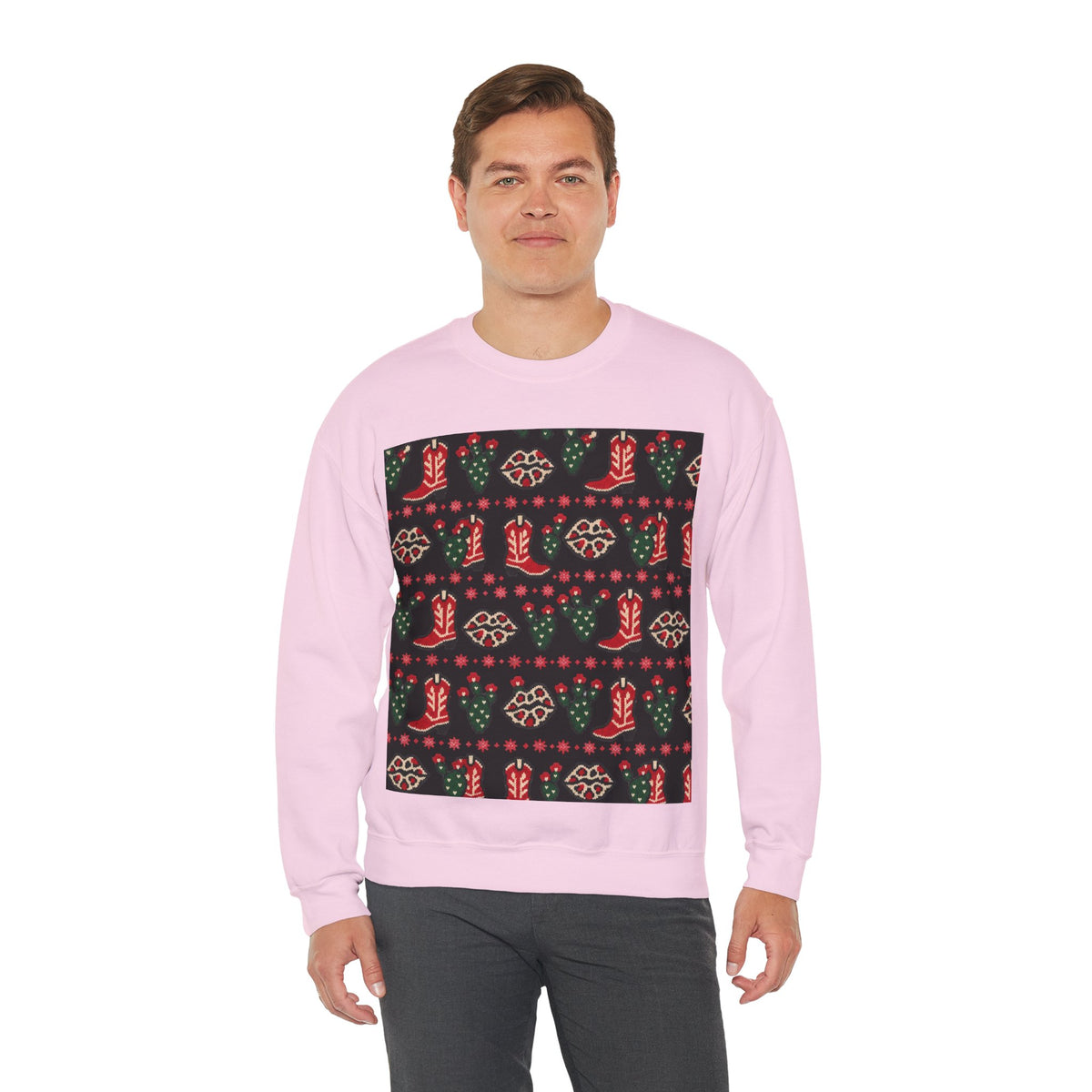 Feaux Ugly Sweater Western Christmas Sweatshirt