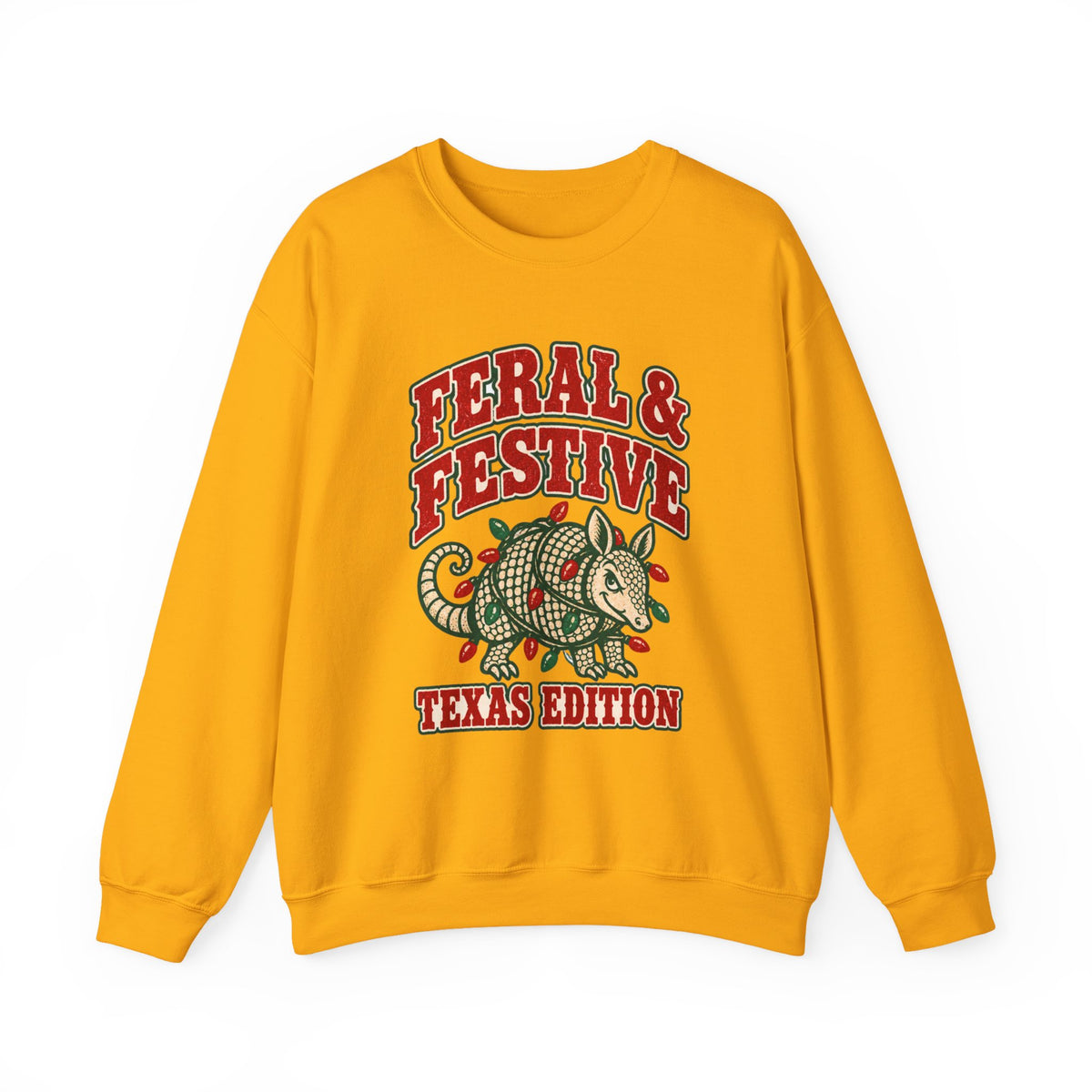 Feral & Festive Texas Edition Christmas Sweatshirt, Funny Armadillo Holiday Crewneck