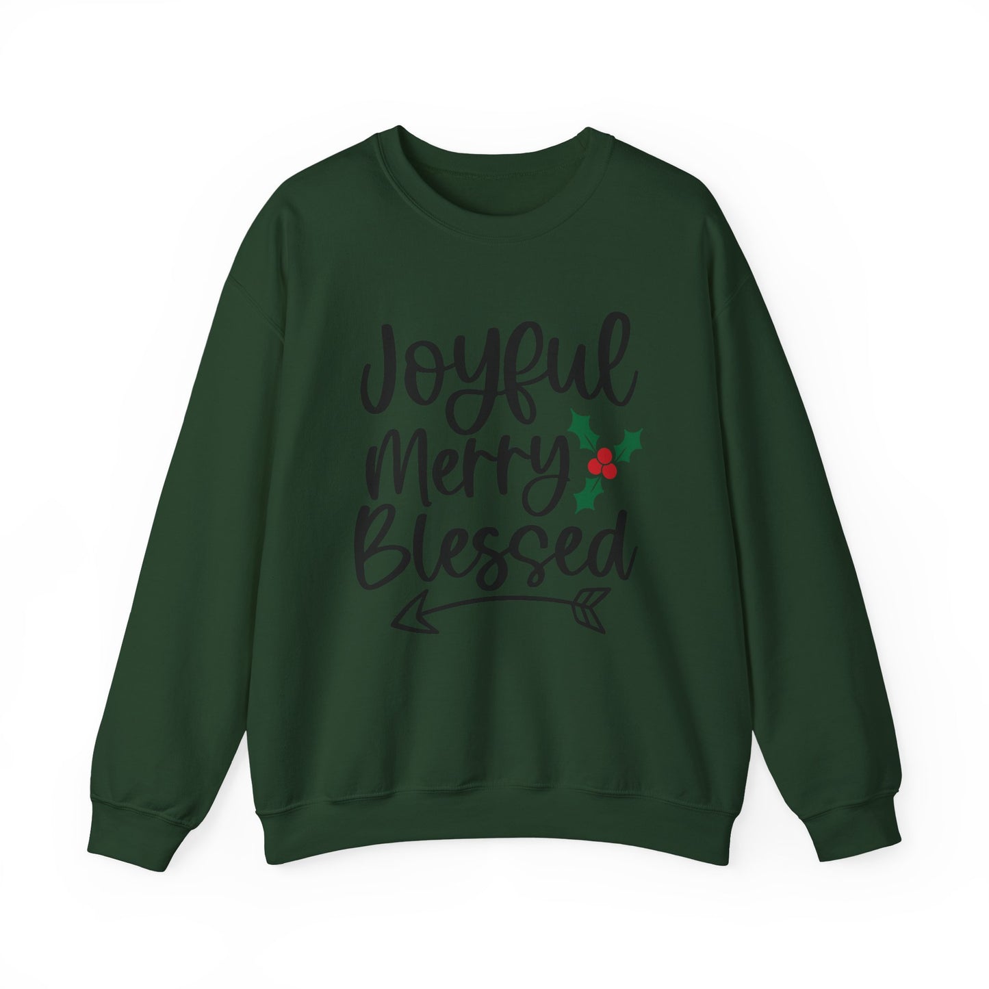 Christmas Sweatshirt - "Joyful Merry Blessed" Cozy Holiday Crewneck