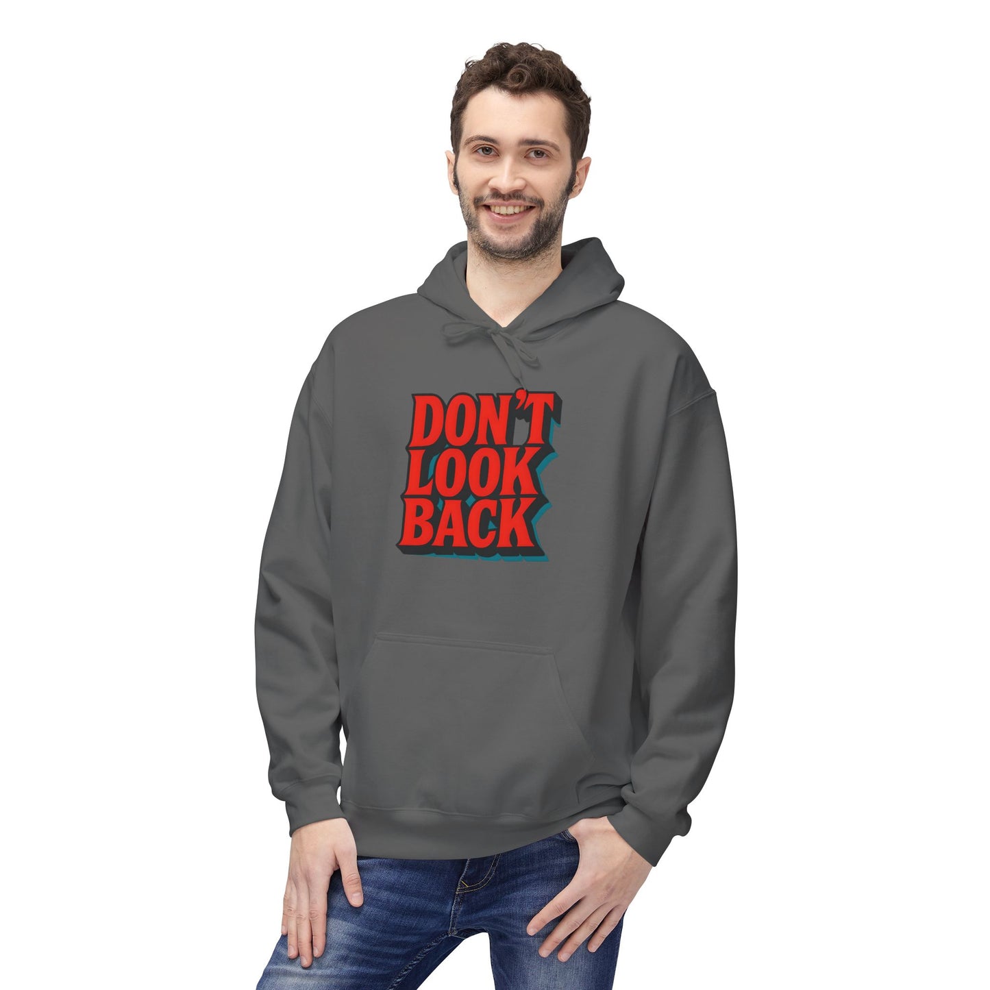 Inspirational Unisex Fleece Hoodie - Don't Look Back, Motivational Gift for Teenagers, Cozy Casual Wear, Perfect for Birthdays & Holidays