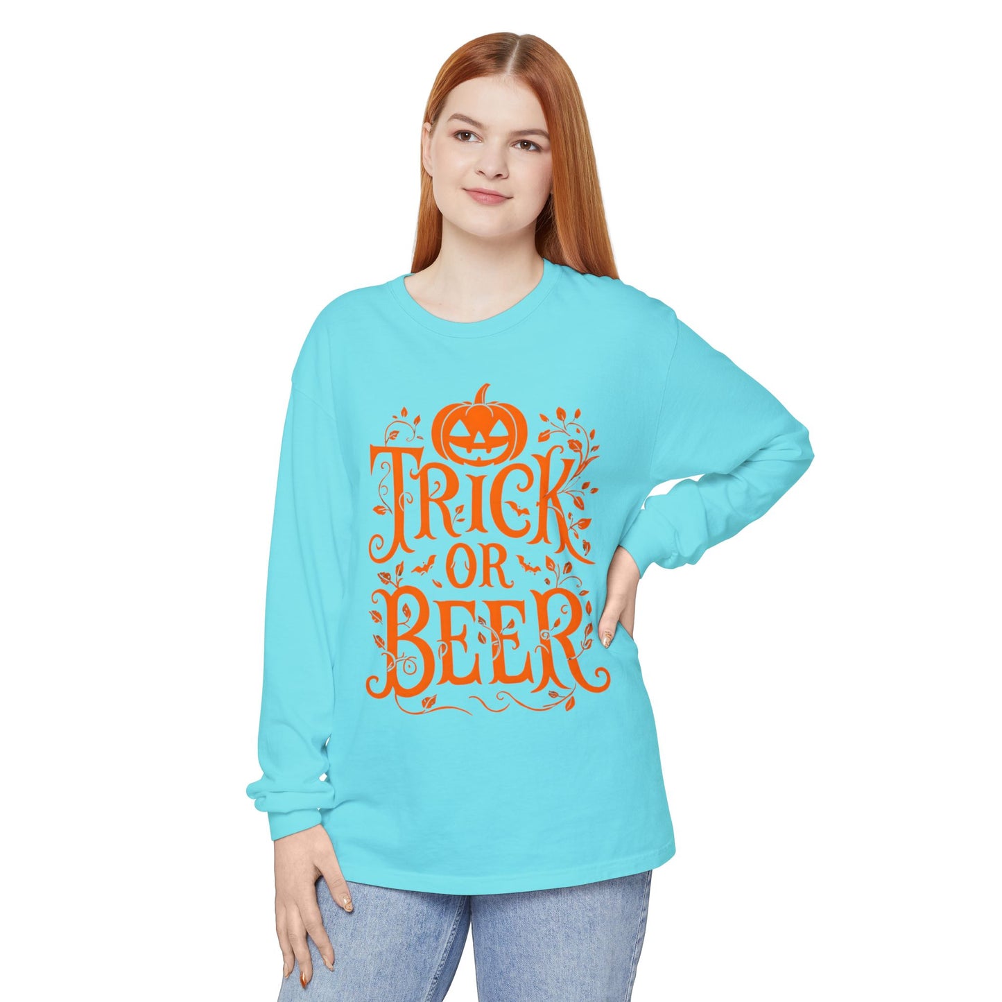 Funny Halloween TRICK OR BEER Long Sleeve T-Shirt
