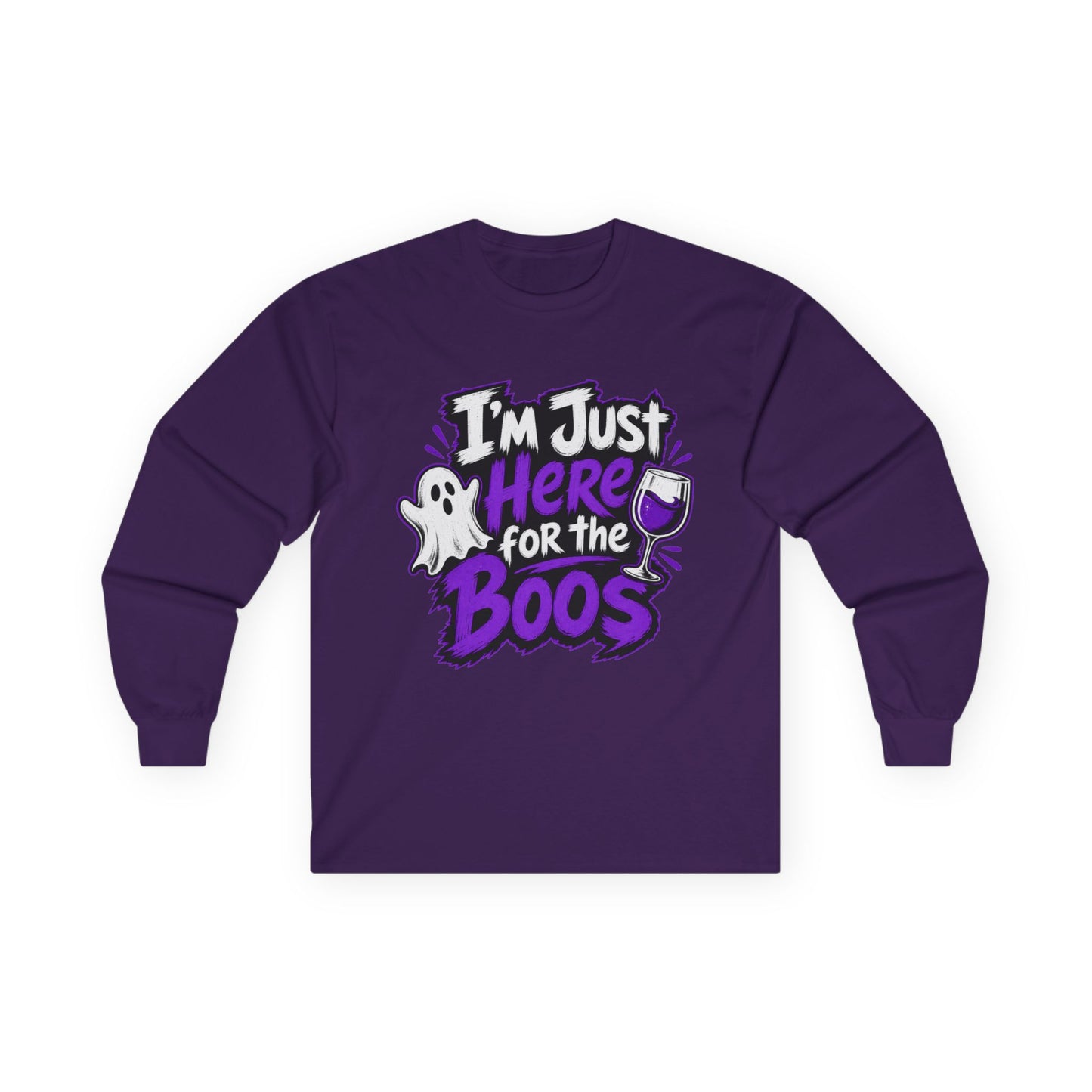 I'm Just Here for the Boos Halloween T-Shirt Ghosts & Cocktails Long Sleeve