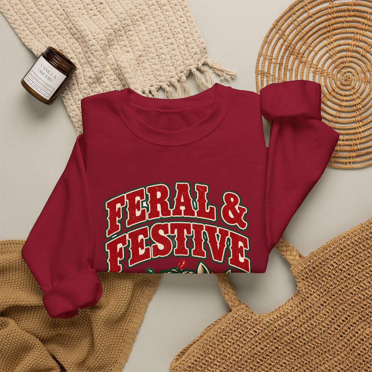 Feral & Festive Texas Edition Christmas Sweatshirt, Funny Armadillo Holiday Crewneck