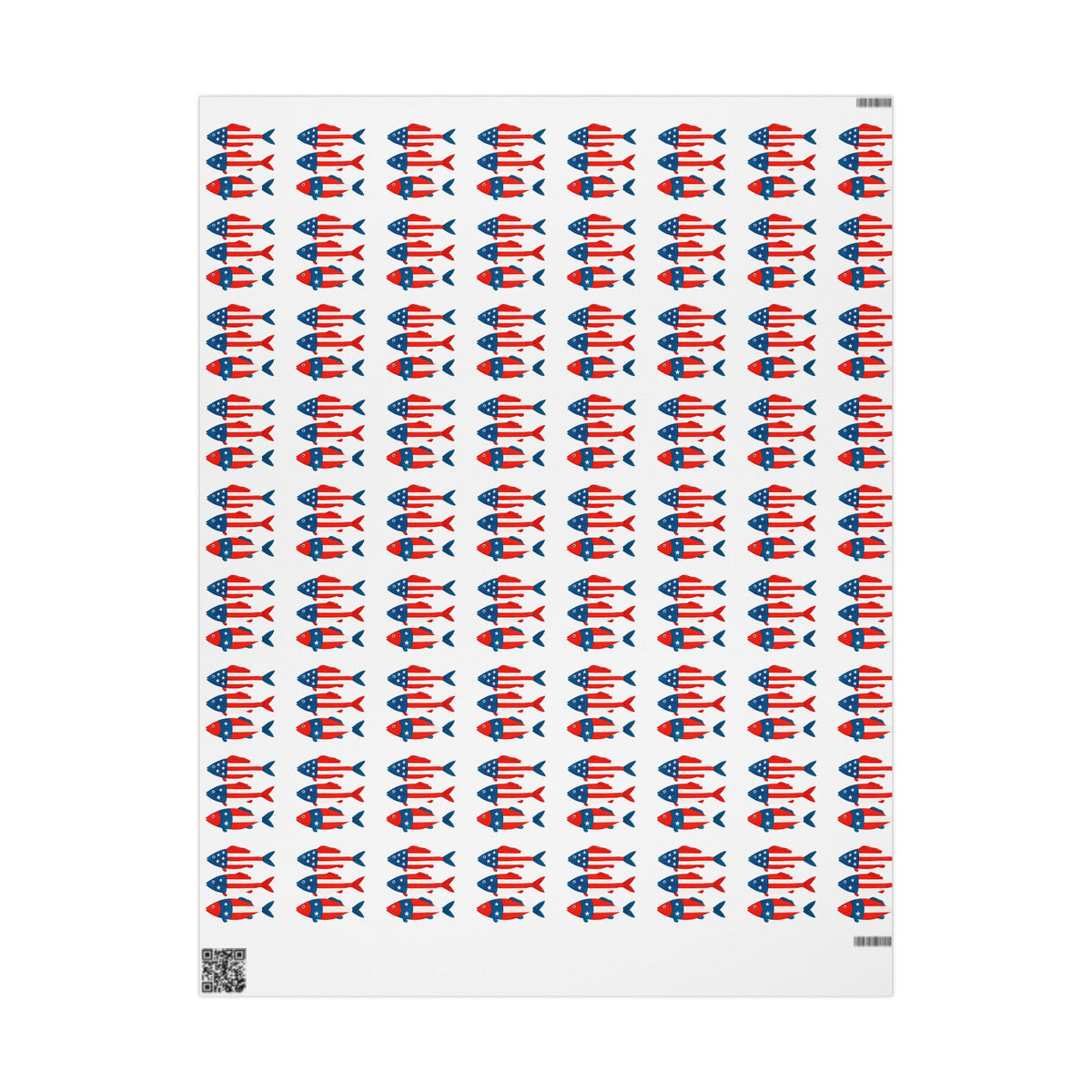 Patriotic Fish Wrapping Paper Roll - Christmas Holidays Anytime Fishing
